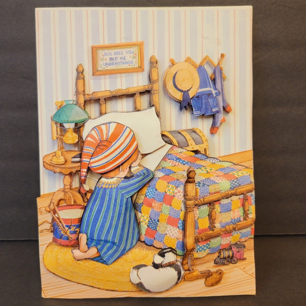 Vintage Bedtime Prayer Boys Room 3D Art